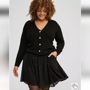 TORRID BLACK RAINBOW FOIL CIRCLE MINI SKIRT SIZE 1X 14 16